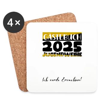 Jugendweihe 2025 Gästebuch Geschenk Mädchen Jungen - Untersetzer (4er-Set) - Weiß - Vorne