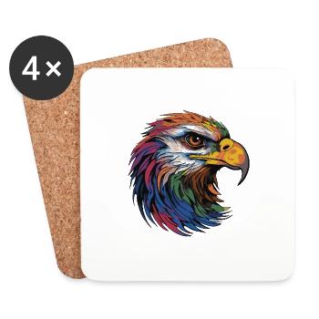 Portrait d’aigle - Dessous de verre (lot de 4) - blanc - Devant
