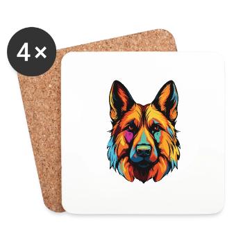 German Shepherd Dog Portrait - Coasters (set of 4) - white - Front