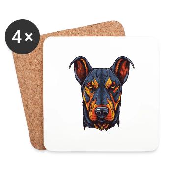 Doberman Hund Porträt - Untersetzer (4er-Set) - Weiß - Vorne