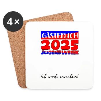 Jugendweihe 2025 Gästebuch Geschenk Mädchen Jungen - Untersetzer (4er-Set) - Weiß - Vorne