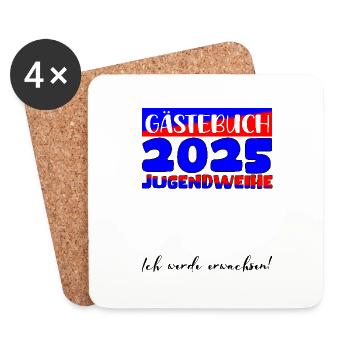 Jugendweihe 2025 Livre d’or Cadeau Filles Garçons - Dessous de verre (lot de 4) - blanc - Devant