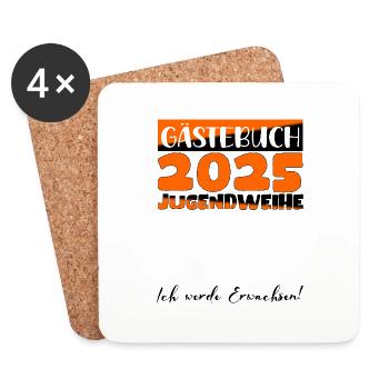Jugendweihe 2025 Livre d’or Cadeau Filles Garçons - Dessous de verre (lot de 4) - blanc - Devant