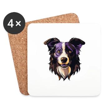 Border Collie Hund Porträt - Untersetzer (4er-Set) - Weiß - Vorne