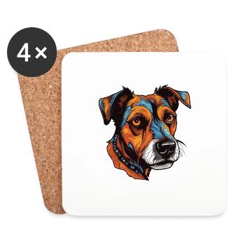 Jack Russel Terrier Hund Porträt - Untersetzer (4er-Set) - Weiß - Vorne