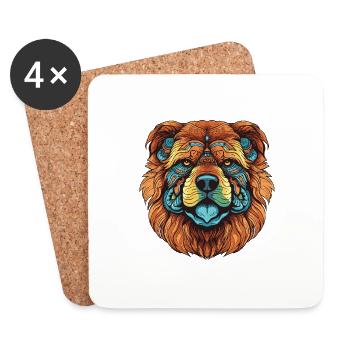 Chow Chow Hund Porträt - Untersetzer (4er-Set) - Weiß - Vorne