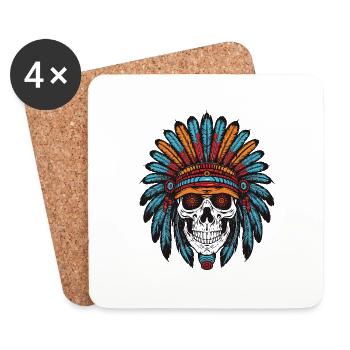 Apache Indian Chief Skull - Coasters (set of 4) - white - Front