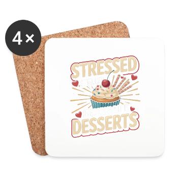 Stressed Spelled Backward Is Desserts Food Lover - Coasters (set of 4) - white - Front