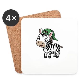 Cute Zebra with Hat - Coasters (set of 4) - white - Front