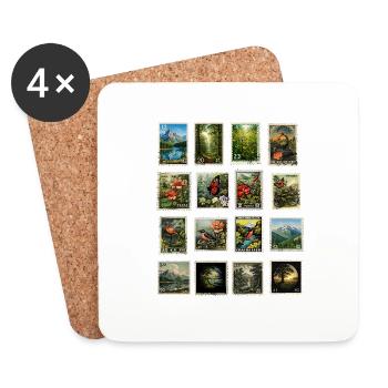 Postage stamps help nature - Coasters (set of 4) - white - Front