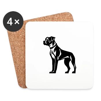 Chien Boxer - Dessous de verre (lot de 4) - blanc - Devant