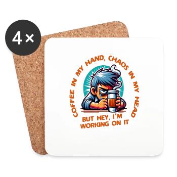 Coffee lover with morning grouch funny saying - Coasters (set of 4) - white - Front