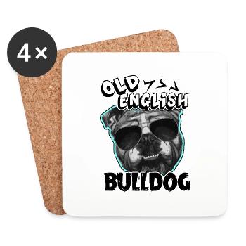 Old English Bulldog Coolest Dog - Coasters (set of 4) - white - Front
