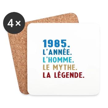 1985 Année Homme Mythe Légende - Dessous de verre (lot de 4) - blanc - Devant