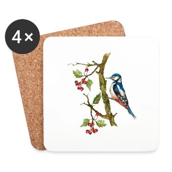 Bunter Vogel - Untersetzer (4er-Set) - Weiß - Vorne