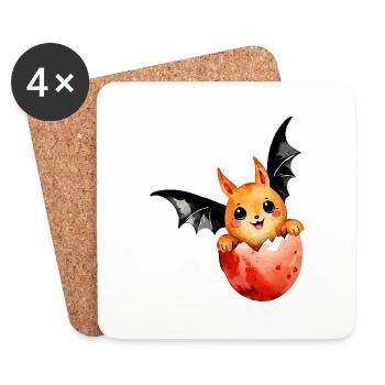 Chauve-souris Pâques Aquarelle - Dessous de verre (lot de 4) - blanc - Devant