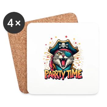 Cat Pirate Carnival Costume Cologne Alaaf Birthday - Coasters (set of 4) - white - Front