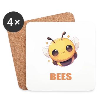 Bees Bee - Coasters (set of 4) - white - Front
