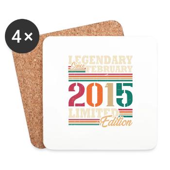Vintage 2015 Février Cadeau Anniversaire Rétro - Dessous de verre (lot de 4) - blanc - Devant