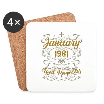 Januar Geburtstagsgeschenk Geboren im Januar 1981 - Untersetzer (4er-Set) - Weiß - Vorne