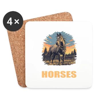 Chevaux Cheval - Dessous de verre (lot de 4) - blanc - Devant