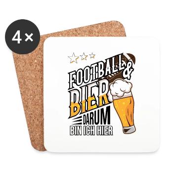 Le football et la bière, c’est pour ça que je suis ici - Dessous de verre (lot de 4) - blanc - Devant