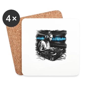 DJ Discjockey Musik auflegen Disko Musik mischen - Untersetzer (4er-Set) - Weiß - Vorne