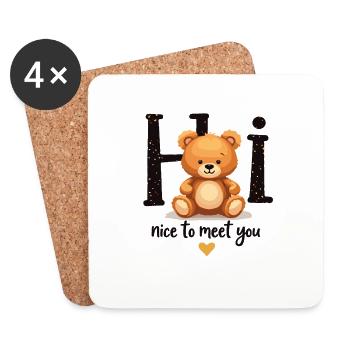 Cute teddy bear motif – children's fashion with a heart - Coasters (set of 4) - white - Front