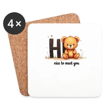 Cute teddy bear motif – children's fashion with a heart - Coasters (set of 4) - white - Front