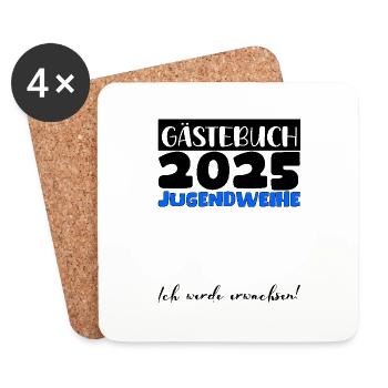 Jugendweihe 2025 Gästebuch Geschenk Mädchen Jungen - Untersetzer (4er-Set) - Weiß - Vorne