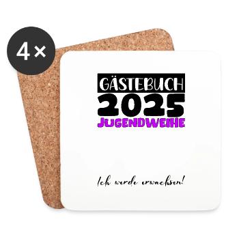 Jugendweihe 2025 Livre d’or Cadeau Filles Garçons - Dessous de verre (lot de 4) - blanc - Devant