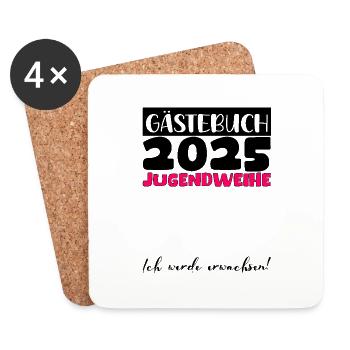 Jugendweihe 2025 Livre d’or Cadeau Filles Garçons - Dessous de verre (lot de 4) - blanc - Devant