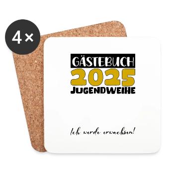 Jugendweihe 2025 Gästebuch Geschenk Mädchen Jungen - Untersetzer (4er-Set) - Weiß - Vorne
