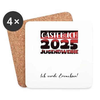 Jugendweihe 2025 Gästebuch Geschenk Mädchen Jungen - Untersetzer (4er-Set) - Weiß - Vorne