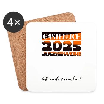 Jugendweihe 2025 Livre d’or Cadeau Filles Garçons - Dessous de verre (lot de 4) - blanc - Devant