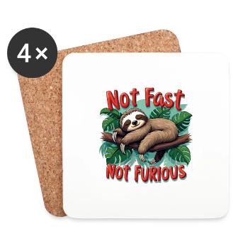 Sloth Cozy Relaxing Sleeping Meditation - Coasters (set of 4) - white - Front