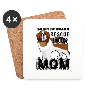 Saint Bernard Rescue Mom - Coasters (set of 4) - white - Front