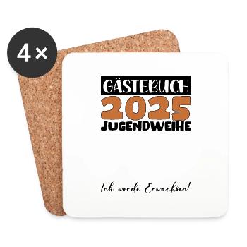 Jugendweihe 2025 Livre d’or Cadeau Filles Garçons - Dessous de verre (lot de 4) - blanc - Devant