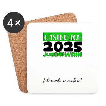 Jugendweihe 2025 Livre d’or Cadeau Filles Garçons - Dessous de verre (lot de 4) - blanc - Devant