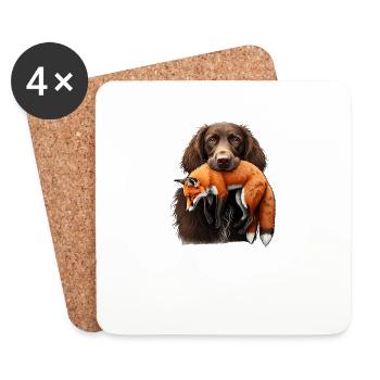 German Longhair I Hunting Dog Pointing Dog Motif for - Coasters (set of 4) - white - Front