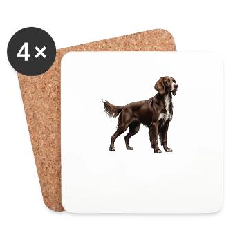German Longhair I Hunting Dog Pointing Dog Motif for - Coasters (set of 4) - white - Front
