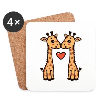 Girafe Couple Saint-Valentin - Dessous de verre (lot de 4) - blanc - Devant