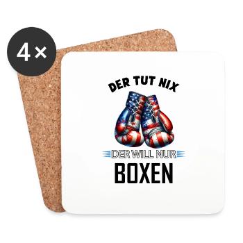 Il ne fait rien, il veut juste de la boxe, drôle de cadeau - Dessous de verre (lot de 4) - blanc - Devant
