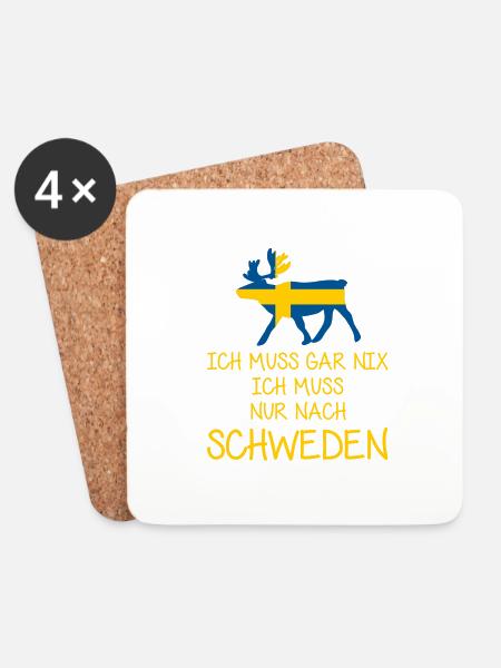 Ich muss gar nix - Ich muss nur nach Schweden - Untersetzer (4er-Set) - Weiß