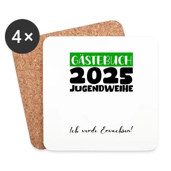 Jugendweihe 2025 Gästebuch Geschenk Mädchen Jungen - Untersetzer (4er-Set) - Weiß - Vorne