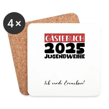 Jugendweihe 2025 Gästebuch Geschenk Mädchen Jungen - Untersetzer (4er-Set) - Weiß - Vorne