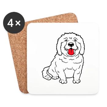 Dear dog sticks out his tongue happily - Coasters (set of 4) - white - Front