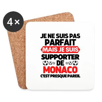 Je ne suis pas parfait je suis supporter de Monaco - Dessous de verre (lot de 4) - blanc - Devant