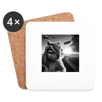 Chipmunk 2 Selfie graphique drôle avec des OVNI Weird Al - Dessous de verre (lot de 4) - blanc - Devant