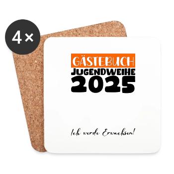 Jugendweihe 2025 Gästebuch Geschenk Mädchen Jungen - Untersetzer (4er-Set) - Weiß - Vorne